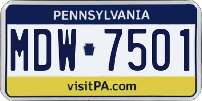 PA license plate MDW7501