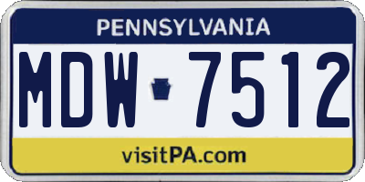 PA license plate MDW7512