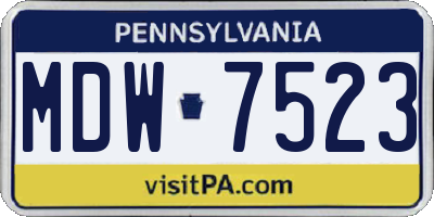 PA license plate MDW7523