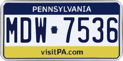 PA license plate MDW7536