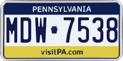 PA license plate MDW7538