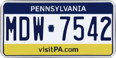 PA license plate MDW7542