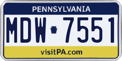 PA license plate MDW7551
