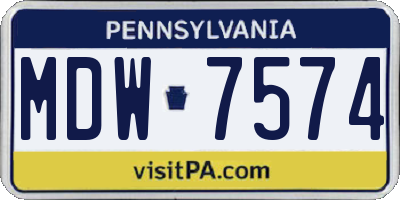 PA license plate MDW7574