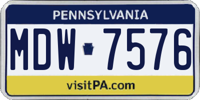 PA license plate MDW7576