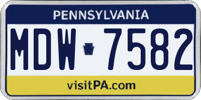 PA license plate MDW7582