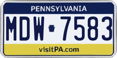 PA license plate MDW7583