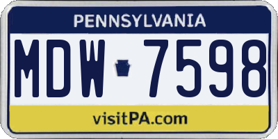 PA license plate MDW7598
