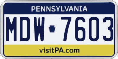 PA license plate MDW7603