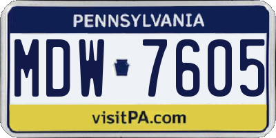 PA license plate MDW7605