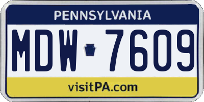 PA license plate MDW7609