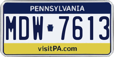 PA license plate MDW7613