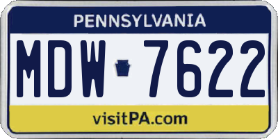 PA license plate MDW7622