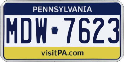 PA license plate MDW7623