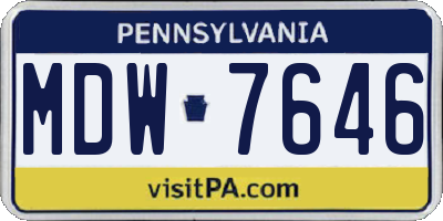 PA license plate MDW7646