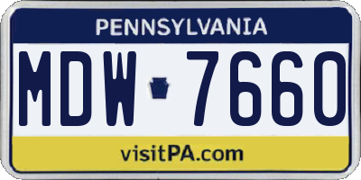 PA license plate MDW7660