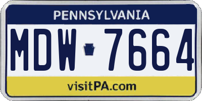 PA license plate MDW7664