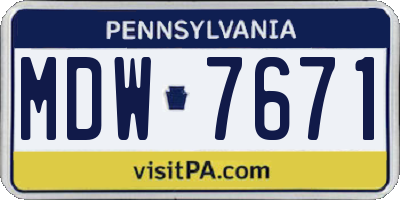 PA license plate MDW7671