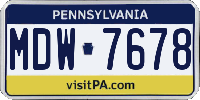 PA license plate MDW7678