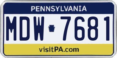 PA license plate MDW7681