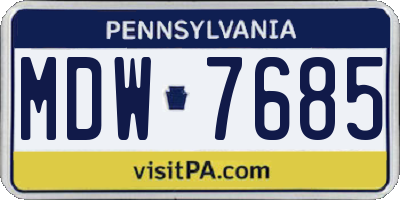 PA license plate MDW7685