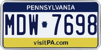 PA license plate MDW7698