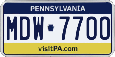 PA license plate MDW7700