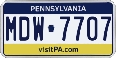 PA license plate MDW7707