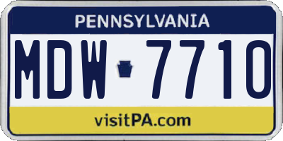 PA license plate MDW7710