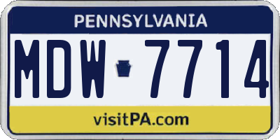 PA license plate MDW7714