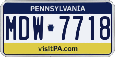 PA license plate MDW7718
