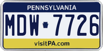PA license plate MDW7726