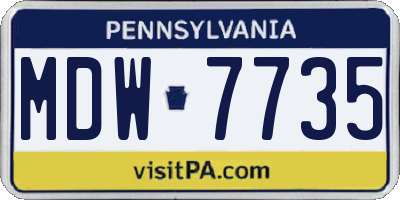 PA license plate MDW7735