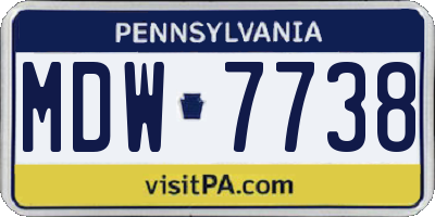 PA license plate MDW7738