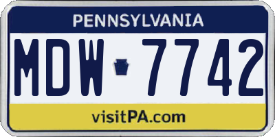 PA license plate MDW7742