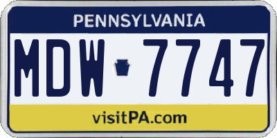 PA license plate MDW7747