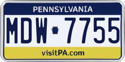PA license plate MDW7755