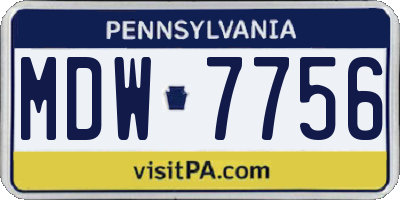 PA license plate MDW7756