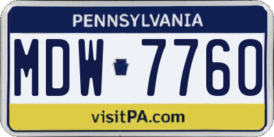 PA license plate MDW7760