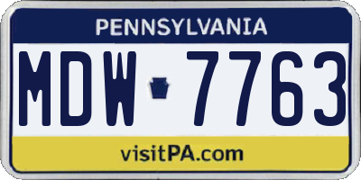 PA license plate MDW7763