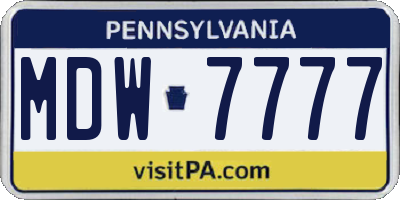 PA license plate MDW7777