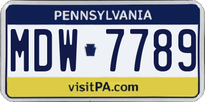 PA license plate MDW7789