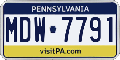 PA license plate MDW7791