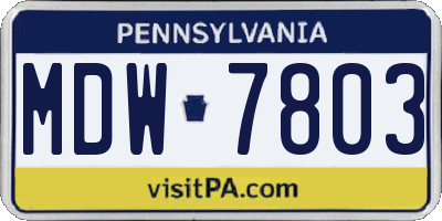 PA license plate MDW7803