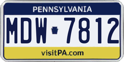 PA license plate MDW7812