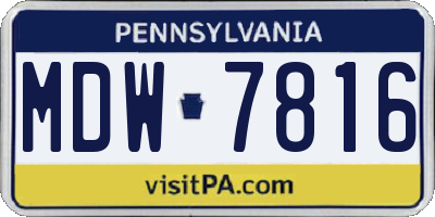 PA license plate MDW7816