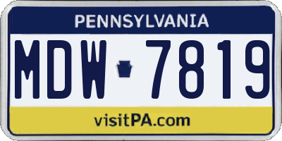PA license plate MDW7819
