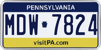 PA license plate MDW7824