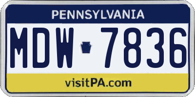 PA license plate MDW7836