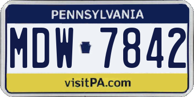 PA license plate MDW7842
